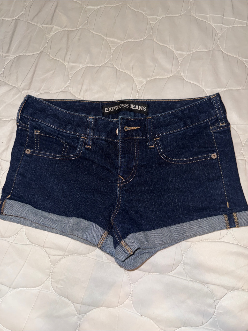 Express Dark Indigo Cuffed Denim Shorts